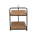 Natural Wood Parquet 2 Tier Trolley