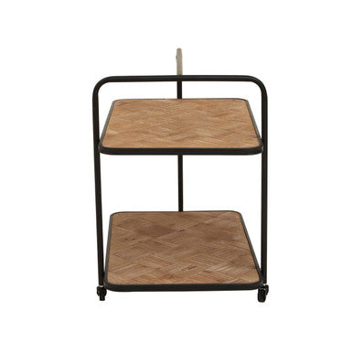Natural Wood Parquet 2 Tier Trolley