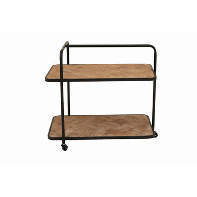 Natural Wood Parquet 2 Tier Trolley