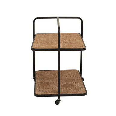 Natural Wood Parquet 2 Tier Trolley