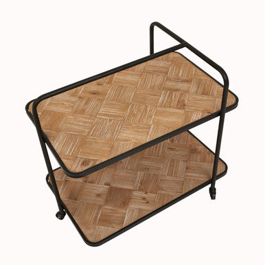 Natural Wood Parquet 2 Tier Trolley