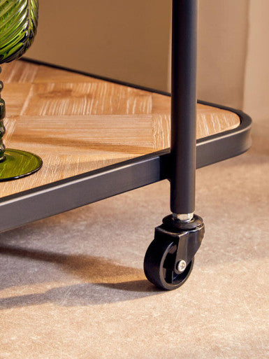 Natural Wood Parquet 2 Tier Trolley