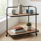Natural Wood Parquet 2 Tier Trolley