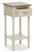Ivory Wooden 1 Drawer Side Table with Lower Shelf