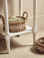 Ivory Wooden 1 Drawer Side Table with Lower Shelf
