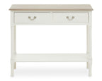 Ivory and Natural Wooden 2 Drawer Console Table with Lower Shelf