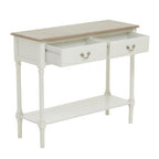 Ivory and Natural Wooden 2 Drawer Console Table with Lower Shelf