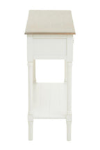Ivory and Natural Wooden 2 Drawer Console Table with Lower Shelf