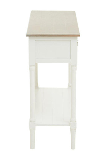 Ivory and Natural Wooden 2 Drawer Console Table with Lower Shelf