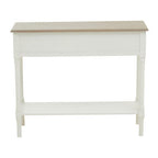 Ivory and Natural Wooden 2 Drawer Console Table with Lower Shelf