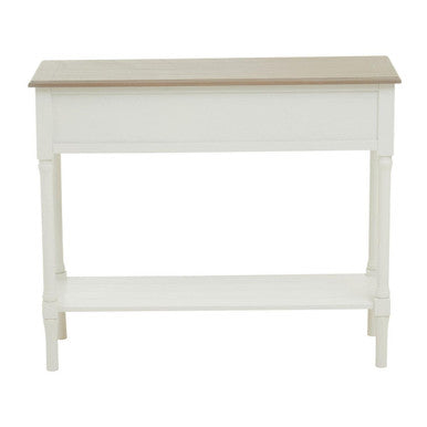 Ivory and Natural Wooden 2 Drawer Console Table with Lower Shelf