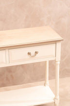 Ivory and Natural Wooden 2 Drawer Console Table with Lower Shelf