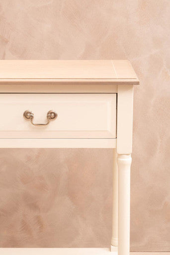 Ivory and Natural Wooden 2 Drawer Console Table with Lower Shelf