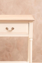 Ivory and Natural Wooden 2 Drawer Console Table with Lower Shelf