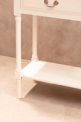 Ivory and Natural Wooden 2 Drawer Console Table with Lower Shelf