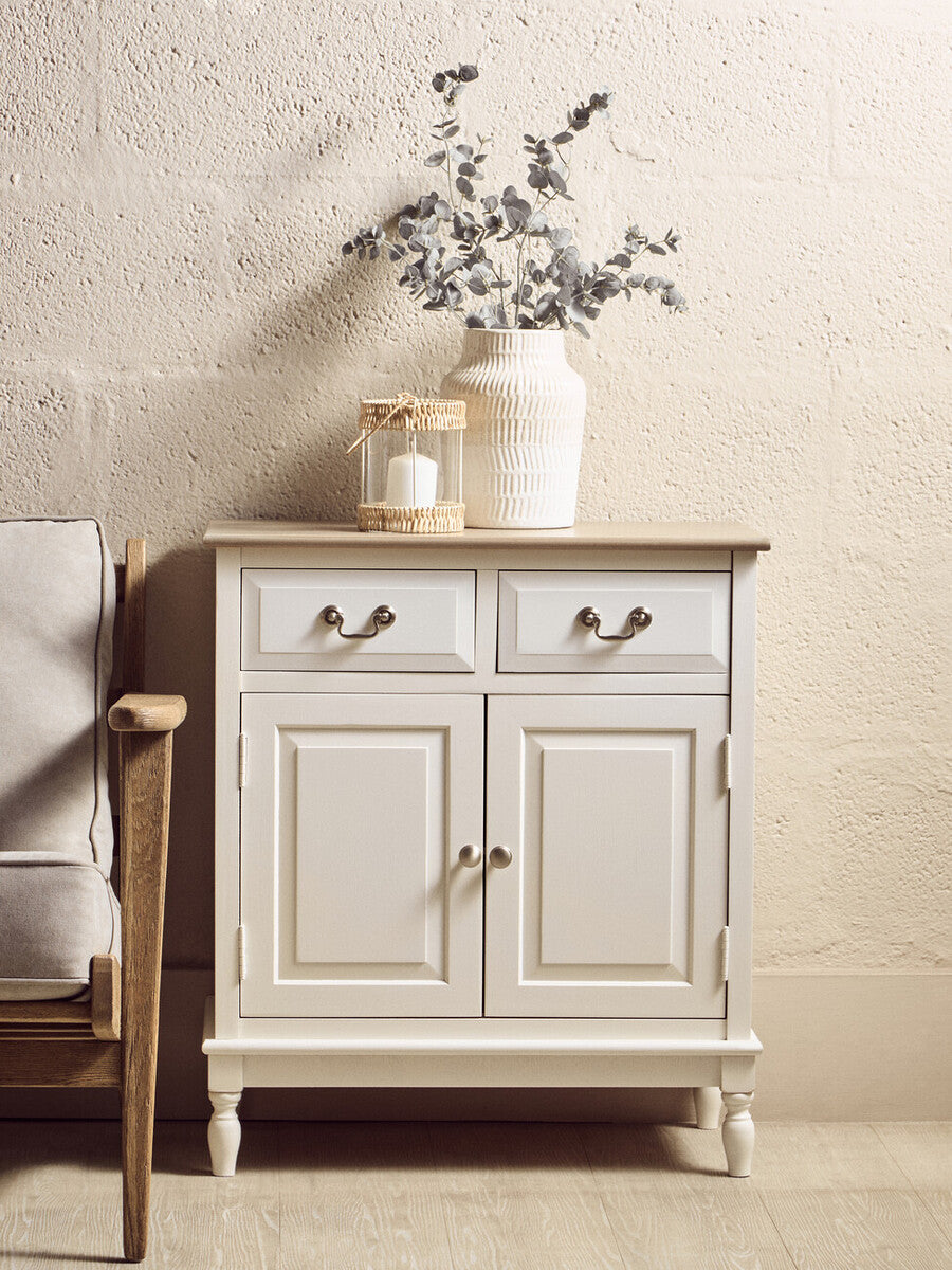 White Wooden 2 Door Sideboard with Drawers