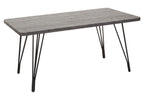 Dark Grey Veneer Dining Table with Metal Base
