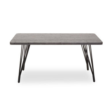 Dark Grey Veneer Dining Table with Metal Base