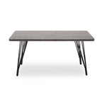 Dark Grey Veneer Dining Table with Metal Base