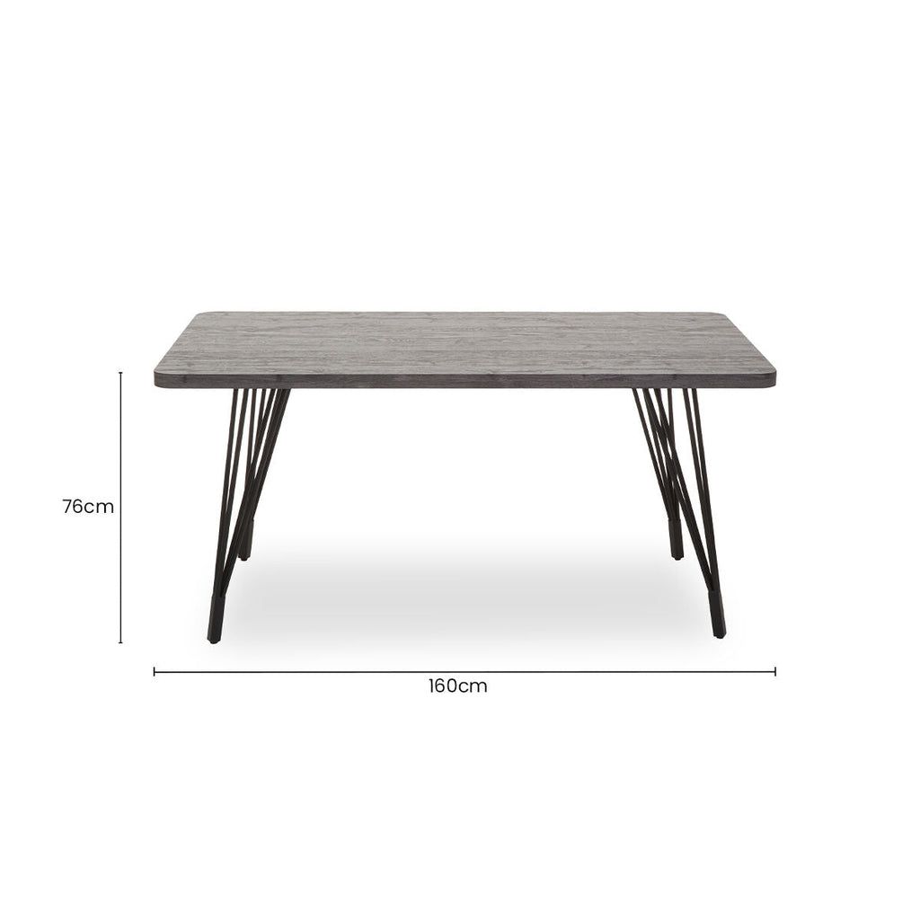 Dark Grey Veneer Dining Table with Metal Base
