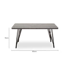 Dark Grey Veneer Dining Table with Metal Base