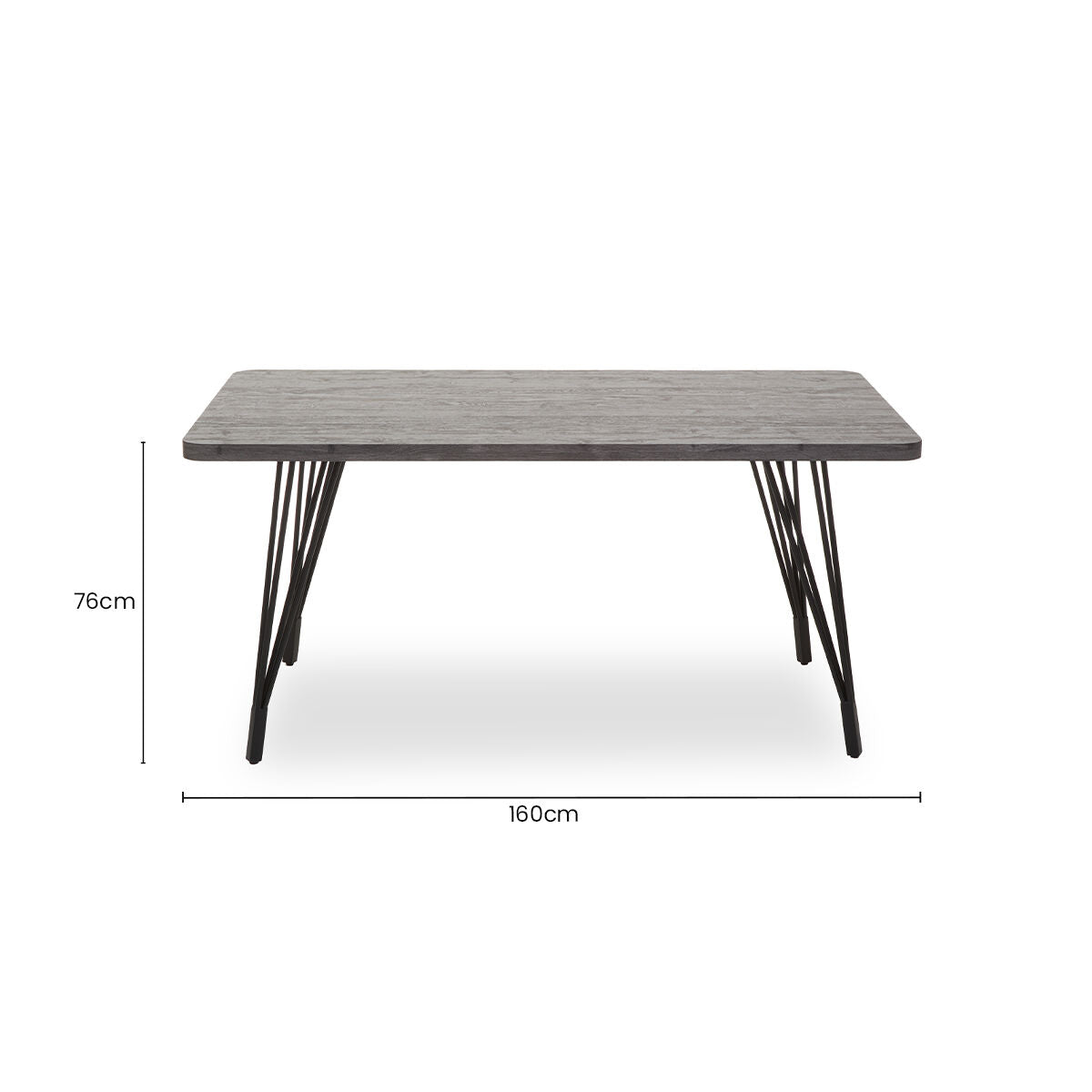 Dark Grey Veneer Dining Table with Metal Base