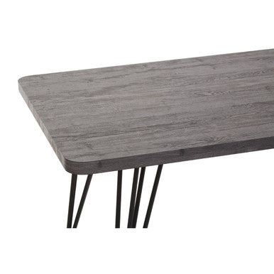 Dark Grey Veneer Dining Table with Metal Base