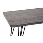 Dark Grey Veneer Dining Table with Metal Base