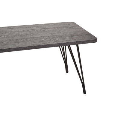 Dark Grey Veneer Dining Table with Metal Base