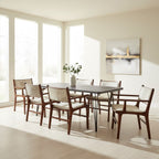 Dark Grey Veneer Dining Table with Metal Base