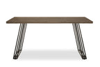 Brown Veneer Rectangular Dining Table with Black Metal Base
