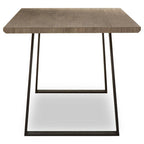 Brown Veneer Rectangular Dining Table with Black Metal Base