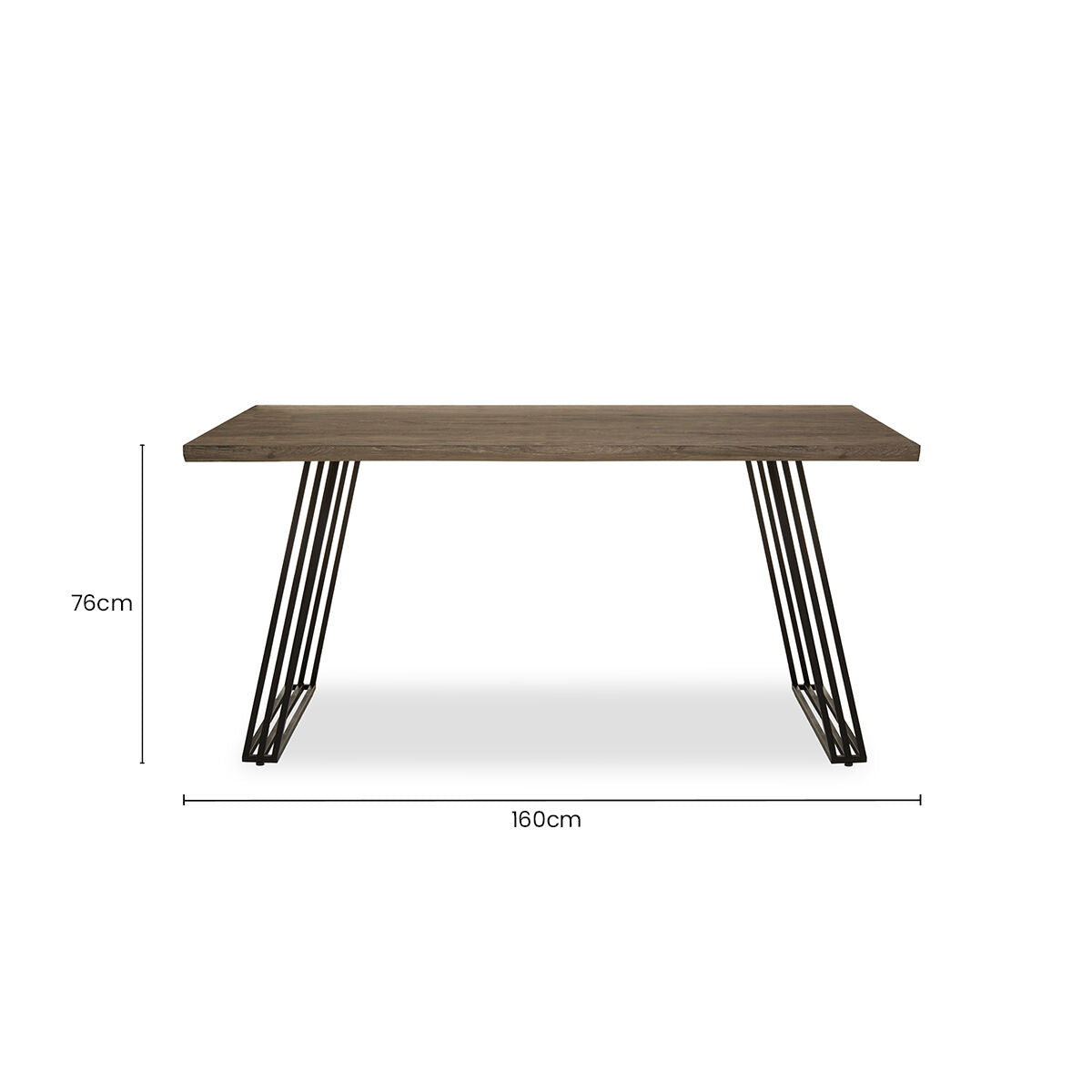 Brown Veneer Rectangular Dining Table with Black Metal Base