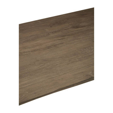 Brown Veneer Rectangular Dining Table with Black Metal Base