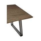 Brown Veneer Rectangular Dining Table with Black Metal Base