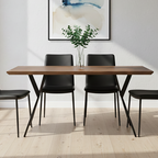 Brown Wood Veneer Finish Rectangular Dining Table