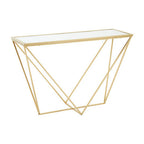 Gold Finish Mirrored Top Console Table