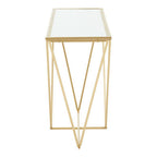 Gold Finish Mirrored Top Console Table