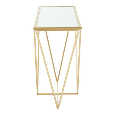 Gold Finish Mirrored Top Console Table