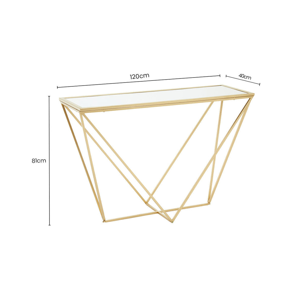Gold Finish Mirrored Top Console Table