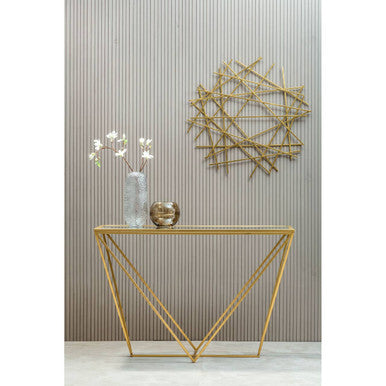 Gold Finish Mirrored Top Console Table