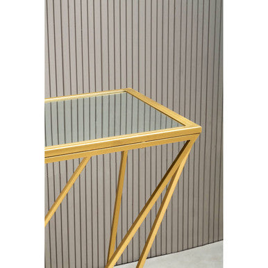Gold Finish Mirrored Top Console Table