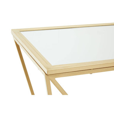 Gold Finish Mirrored Top Console Table