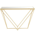 Gold Finish Mirrored Top Console Table