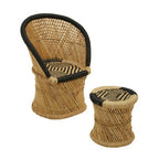 Natural and Black Chair and Stool