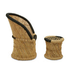 Natural and Black Chair and Stool
