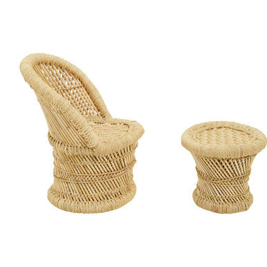 Children's Natural Chair and Stool