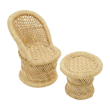 Children's Natural Chair and Stool