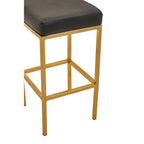 Black Leather Effect Bar Stool with Square Gold Finish Base