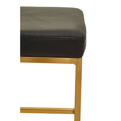 Black Leather Effect Bar Stool with Square Gold Finish Base